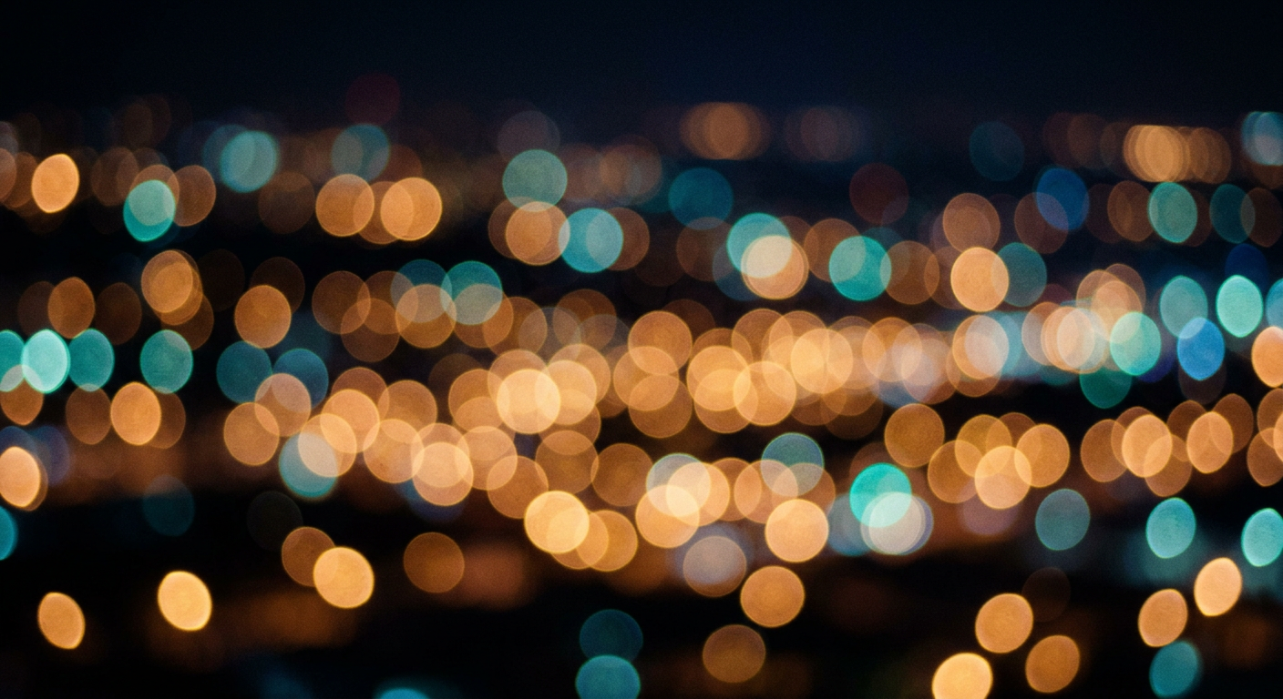 City lights at night, warm bokeh
