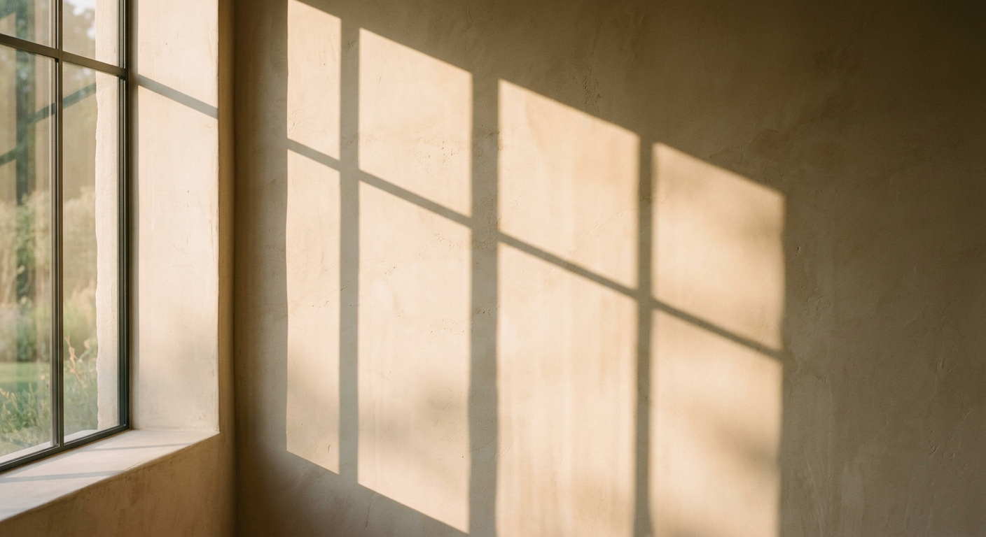 Morning light on a wall, posterized printed plate
